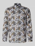 Koszule męskie - Koszula lniana o kroju regular fit z kołnierzykiem typu button down - miniaturka - grafika 1