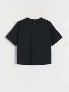Koszulki dla dziewczynek - Reserved - Bawełniany t-shirt - czarny - grafika 1