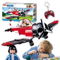 Klocki - KLOCKI SLUBAN B0667E Czerwony Śmigłowiec AVIATION 128 El. + BRELOK PAD GUMOWY (MIX WZORÓW) - miniaturka - grafika 1