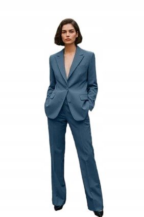 TRENDYOL ELEGANCKIE SPODNIE PROSTE W NIEBIESKIM KOLORZE 34 5BA