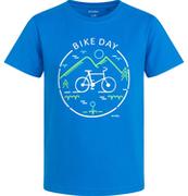 Moda i Uroda OUTLET - T-shirt z krótkim rękawem dla chłopca, z rowerem i napisem bike day, niebieski 3-8 lat - miniaturka - grafika 1