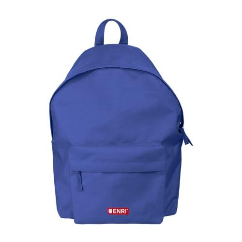 Enri, Plecak szkolny unisex, 2 przegródki, wyściełane plecy i uchwyty, kolor niebieski, Niebieski, 43x29x15, Casual