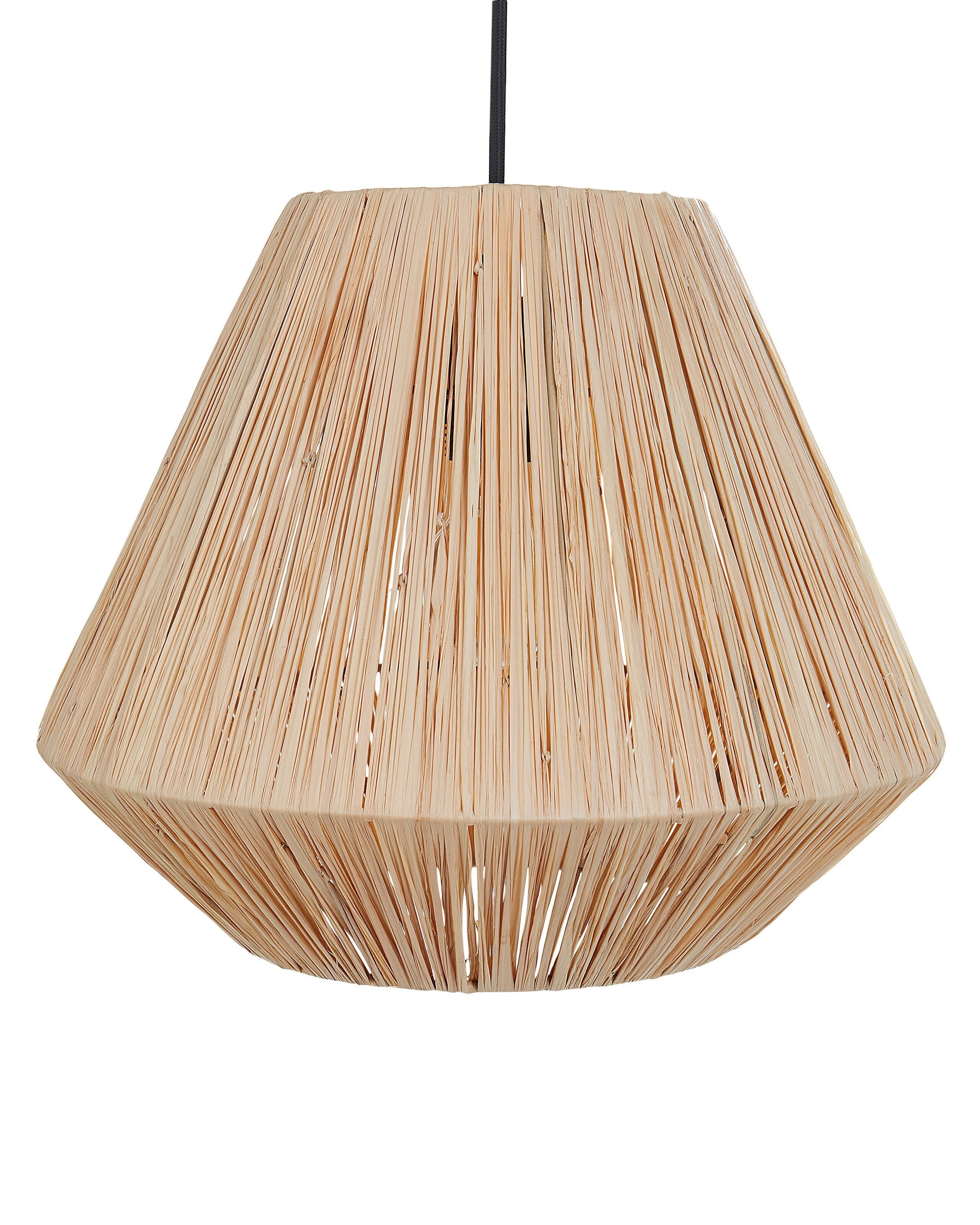 BELIANI Lampa wisząca naturalna słomiany klosz czarna podstawa żelazna lampa sufitowa boho oświetlenie do salonu jadalni