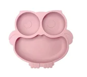Miseczki i talerzyki dla dzieci - Sowa Talerz Silikonowy- Różowy - miniaturka - grafika 1