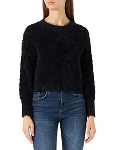 VERO MODA Vmeffy Ls O-Neck Argyle Blouse Boo sweter damski, czarny, XL - Swetry damskie - miniaturka - grafika 1