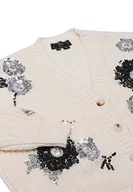 Swetry damskie - faina Damski modny kardigan z cekinami i okrągłym dekoltem w kwiaty, biały, rozmiar XS/S, biały (wollweiss), XL - miniaturka - grafika 1