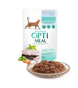 Opti Meal OPTIMEAL DORSZ Z WARZYWAMI W GALARECIE 85G OMCFVIJ85 - Mokra karma dla kotów - miniaturka - grafika 1
