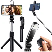 Selfie stick - Uchwyt Alogy Bezprzewodowy Selfie Stick Bluetooth składany Tripod Mini statyw do telefonuZ lampką LED - miniaturka - grafika 1