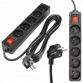 Listwy zasilające - Przedłużacz Silo 5 gniazd z ochroną przeciwprzepięciową 3680W - miniaturka - grafika 1