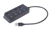 Wtyczki i adaptery - GEMBIRD 4-portowy HUB USB 1 x USB 3.1 + 3 x USB 2.0 czarny - miniaturka - grafika 1