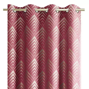 AmeliaHome Zasłona z błyszczącym nadrukiem przelotki OXFORD PIRAMIDES 140X250 róż - Zasłony - miniaturka - grafika 1