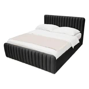Łóżko tapicerowane z pojemnikiem GALLA 140x200 Welur Czarny - Łóżka - miniaturka - grafika 1