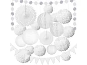 Dekoracje sali - Zestaw dekoracji biały - 18 szt. - miniaturka - grafika 1