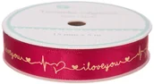 Scrapbooking - TASIEMKA SATYNOWA LOVE 1,5X5 M, CZERWONA, DP CRAFT - miniaturka - grafika 1