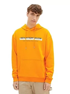 Męska bluza z kapturem TOM TAILOR Denim z nadrukowanym logo, 12392-świeża papryka pomarańczowa, XL - Bluzy męskie - miniaturka - grafika 1