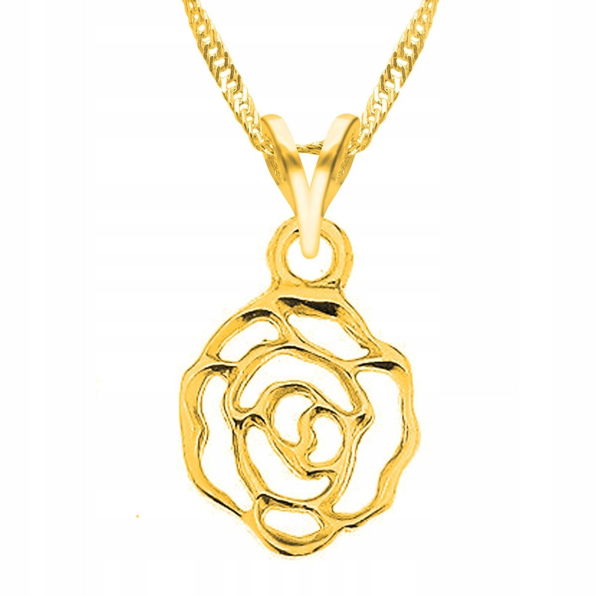 Złoty Naszyjnik z Różą Kwiatem Kwiatkiem Kwiat Kwiatek Rośliną SREBRO 925