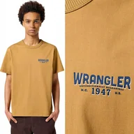 Koszulki męskie - Wrangler SS TEE Dijon LUŹNY BRĄZOWY T-SHIRT BAWEŁNIANA KOSZULKA LOGO XXL - miniaturka - grafika 1
