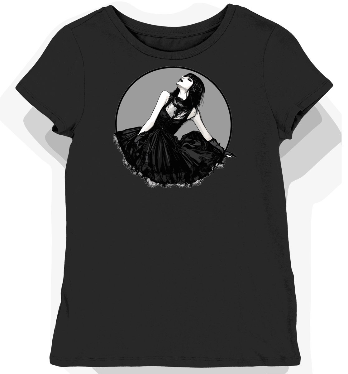 Koszulka damska czarna z motywem gotyckiej koronki M