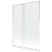 Parawany nawannowe - Mexen Fox parawan nawannowy 2-skrzydłowy przesuwny 120 x 150 cm, transparent, biały - 891-120-002-20-00 - miniaturka - grafika 1