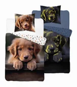 Pościel dla dzieci - Pościel świecąca w ciemności 160x200 4904 A Piesek brązowa szara wielokolorowa Fluo 78 - miniaturka - grafika 1