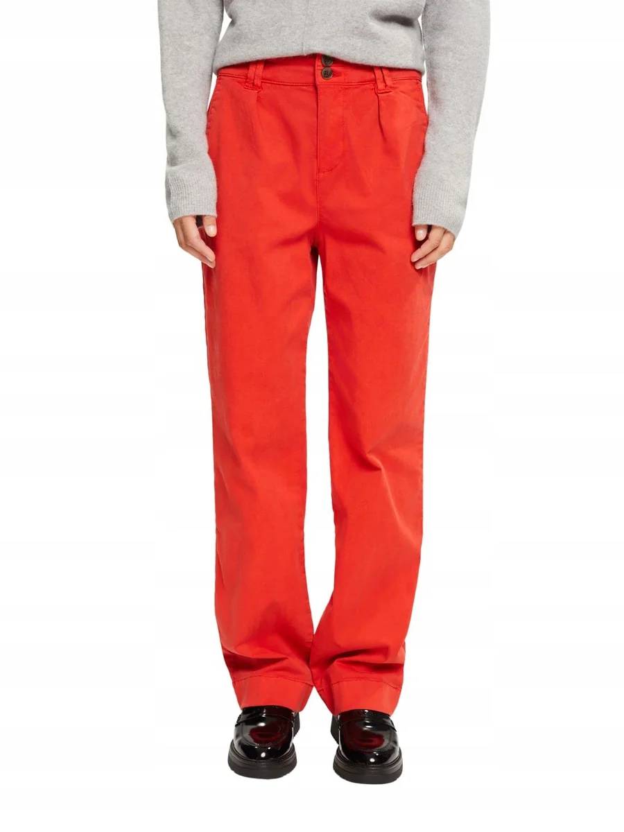 ESPRIT CZERWONE SPODNIE CASUAL Z BAWEŁNY I LYOCELLU 30 30 30/30 7FA
