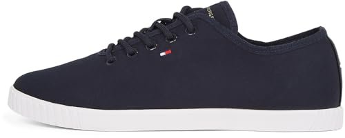 TOMMY HILFIGER Damskie płócienne sznurowane tenisówki Low Top, niebieski (Space Blue), 3,5 UK, Niebieski kosmiczny niebieski, 36 EU