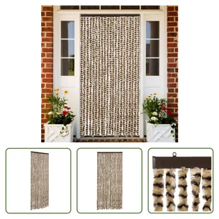 The Living Store Zasłona przeciwsłoneczna beżowo-brązowa 90x200 cm szenilowa - Zasłony The Living Store Zasłona przeciwsłoneczna beżowo-brązowa 90x200 cm szenilowa - Zasłony - miniaturka - grafika 1