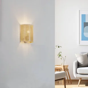 Lindby Lautaro kinkiet z bambusa Ø 23 cm - Lampy ścienne - miniaturka - grafika 2