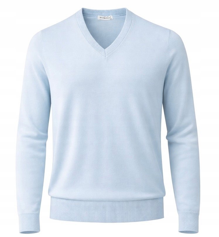 Sweter męski w serek szpic z kaszmiru i wełny merynosów 2XL XXL kaszmirowy