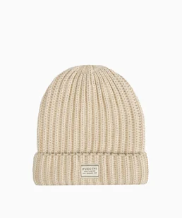 PUCCINI Jasnobeżowa czapka beanie z grubym warkoczowym splotem - Czapki damskie - miniaturka - grafika 1