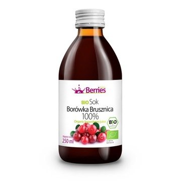 Sok Bio Borówka Brusznica 100% naturalny tłoczony Nfc ekologiczny sok 250ml