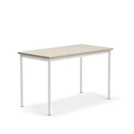Meble do szkół i przedszkoli - Biurko SONITUS PLUS, 1200x600x720 mm, HPL popielaty, redukcja hałasu, biały - miniaturka - grafika 1