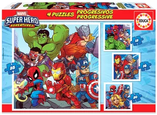 Educa Borrás Progressive puzzle dziecięce 12 16 20 25 części Marvel Super Heroe Adventures od 36 miesięcy (18647), kolor/model posortowany 18647 - Puzzle - miniaturka - grafika 1