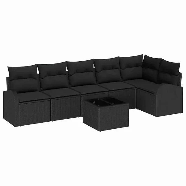 Zestaw Sof Ogrodowych Modularnych Polirattan Czarny, 6 Osób