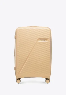 Średnia walizka z polipropylenu w ukośne pasy beżowa - Walizki - miniaturka - grafika 1