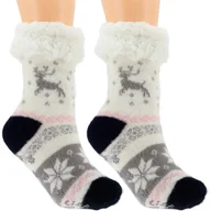 Skarpetki dla dzieci - HIPOALERGICZNE DZIECIECE CIEPŁE SKARPETKI ZIMOWE ANTYPOŚLIZGOWE 28-31 BIAŁE - miniaturka - grafika 1