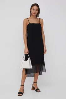 Sukienki - DKNY sukienka kolor czarny midi prosta - - grafika 1