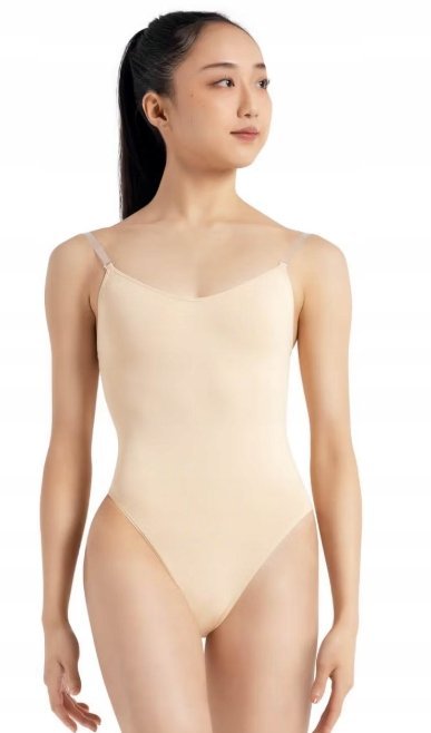 CAPEZIO PLUS SIZE GŁADKIE BEŻOWE BODY NA RAMIĄCZKACH 3XL JPA