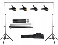 Wyposażenie ciemni fotograficznej - Zestaw Studyjny Atelier Do Zawieszania TŁa TeŁ 210x152-304cm 4x Klips Etui - miniaturka - grafika 1
