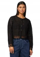 Bluzki damskie - PIECES CZARNA AŻUROWA BLUZKA Z OKRĄGŁYM DEKOLTEM I GUZIKAMI xl XQA - miniaturka - grafika 1