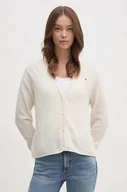 Swetry damskie - Tommy Hilfiger kardigan wełniany kolor beżowy WW0WW43092 - miniaturka - grafika 1