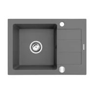 Zlewozmywaki - Zlewozmywak granitowy Rodos szary beton 68 x 44 cm - miniaturka - grafika 1