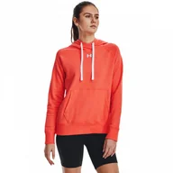 Bluzy sportowe damskie - Damska bluza dresowa nierozpinana z kapturem UNDER ARMOUR Rival Fleece HB Hoodie - pomarańczowa - miniaturka - grafika 1