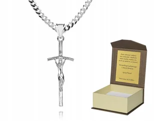925 Srebrny łańcuszek krzyżyk DEDYKACJA 50cm P2K21 - Biżuteria dla dzieci - miniaturka - grafika 1