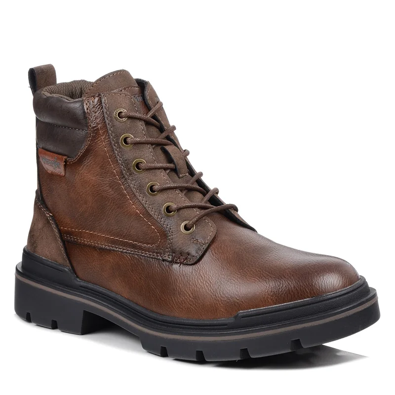 Buty męskie zimowe Wrangler Nevada na zamek za kostkę wysokie brązowe41