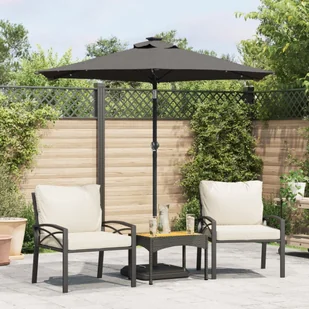 Parasol ogrodowy LED, stalowy słupek, antracyt, 225x225x212 cm - Parasole ogrodowe - miniaturka - grafika 1