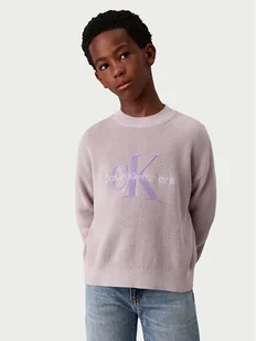 Calvin Klein Jeans Sweter Towelling Ck IB0IB02219 Szary Regular Fit - Swetry dla chłopców - miniaturka - grafika 1