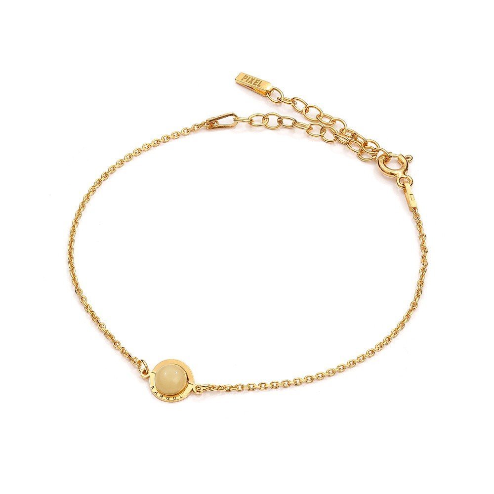 ankabizuteria.pl Bransoletka srebrna pozłacanana z żółtym bursztynem