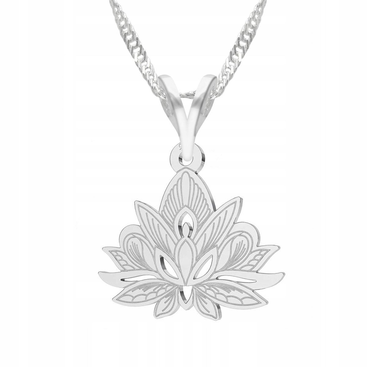 Naszyjnik Srebrny z Kwiatem Lotosu Lotos Kwiatek Flower Kwiat SREBRO 925