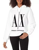 Bluzy damskie - Armani Exchange Damska bluza z kapturem Icon Project, Opt.white, XL - miniaturka - grafika 1